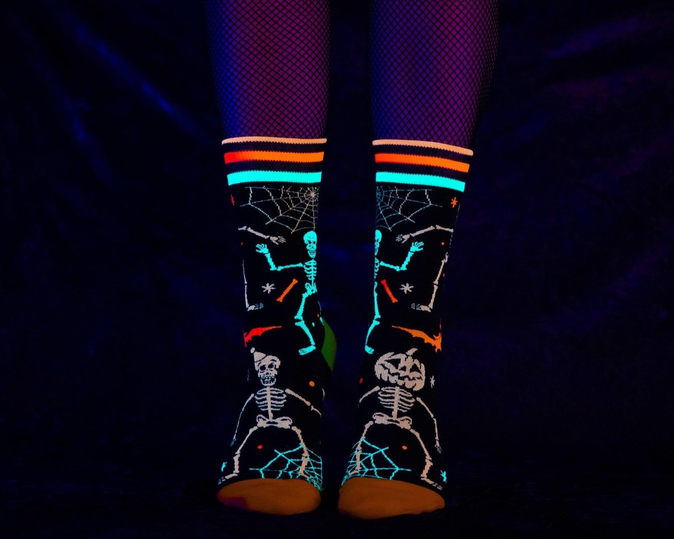 Rave Skeletons Crew Socks - UV Reactive