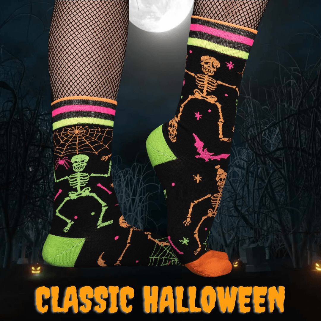 Rave Skeletons Crew Socks - UV Reactive