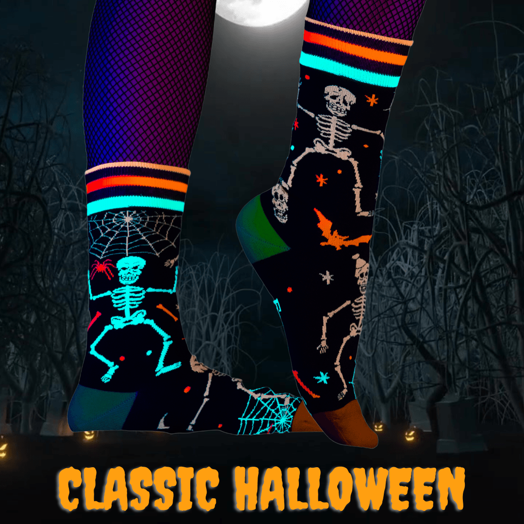 Rave Skeletons Crew Socks - UV Reactive