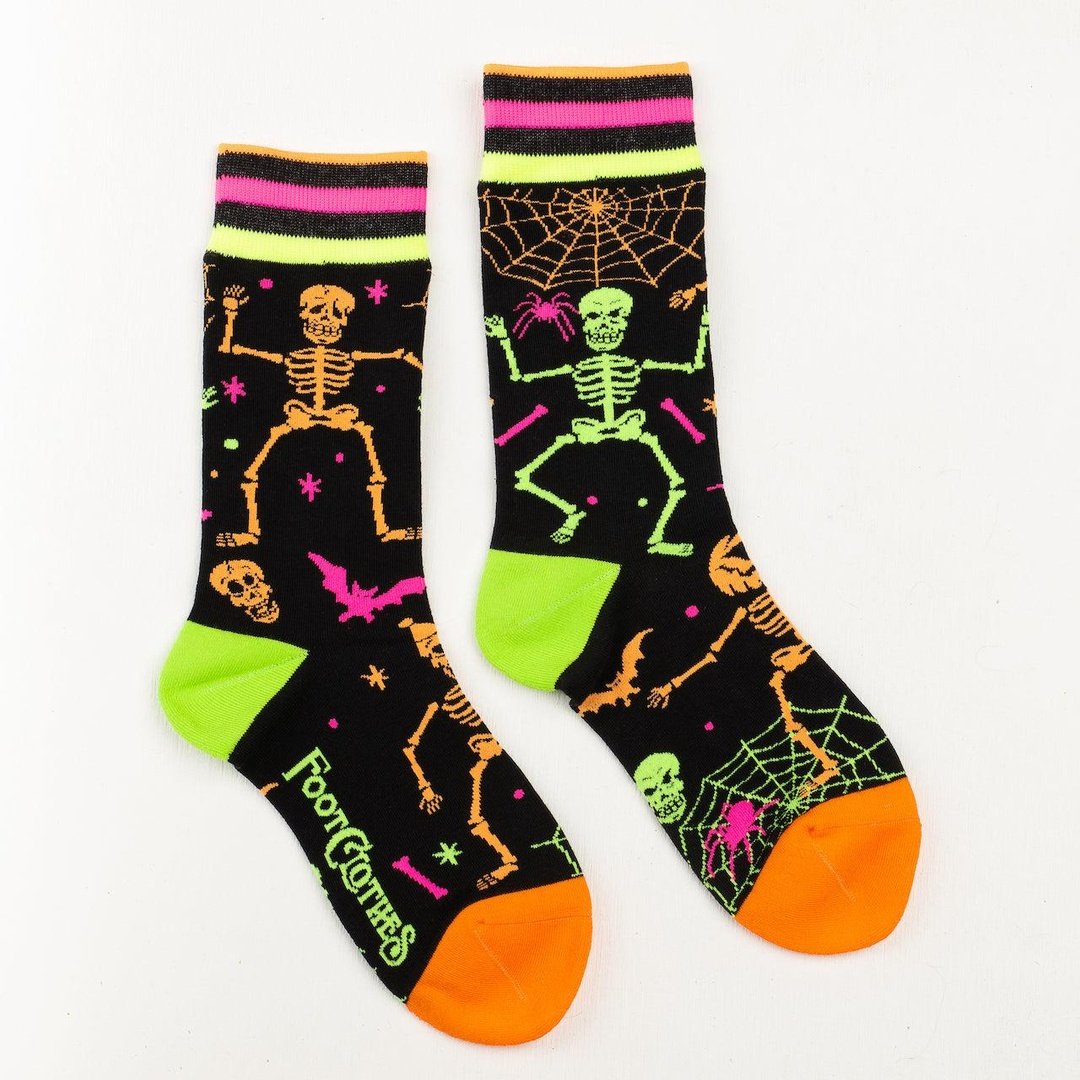 Rave Skeletons Crew Socks - UV Reactive