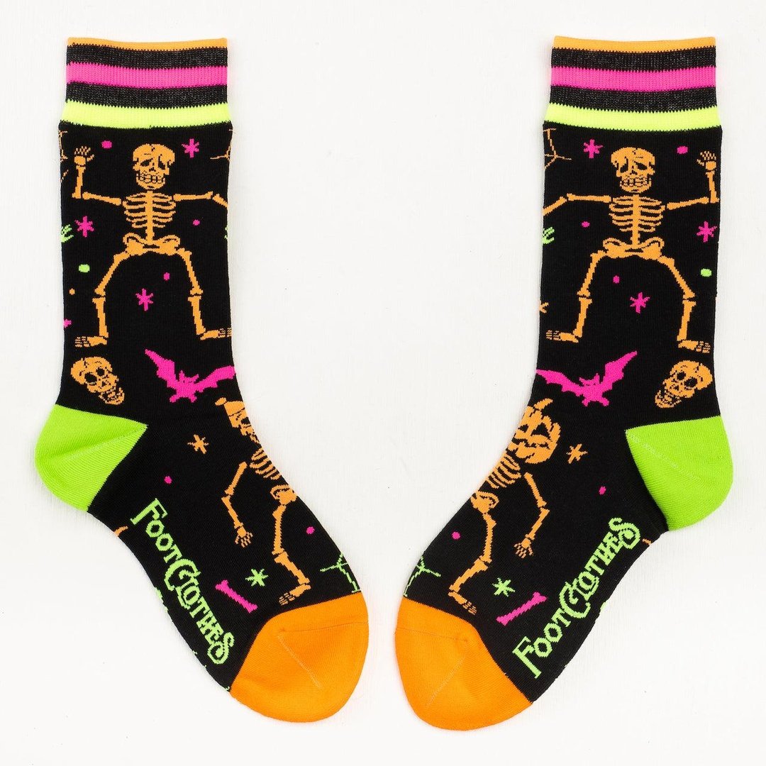 Rave Skeletons Crew Socks - UV Reactive