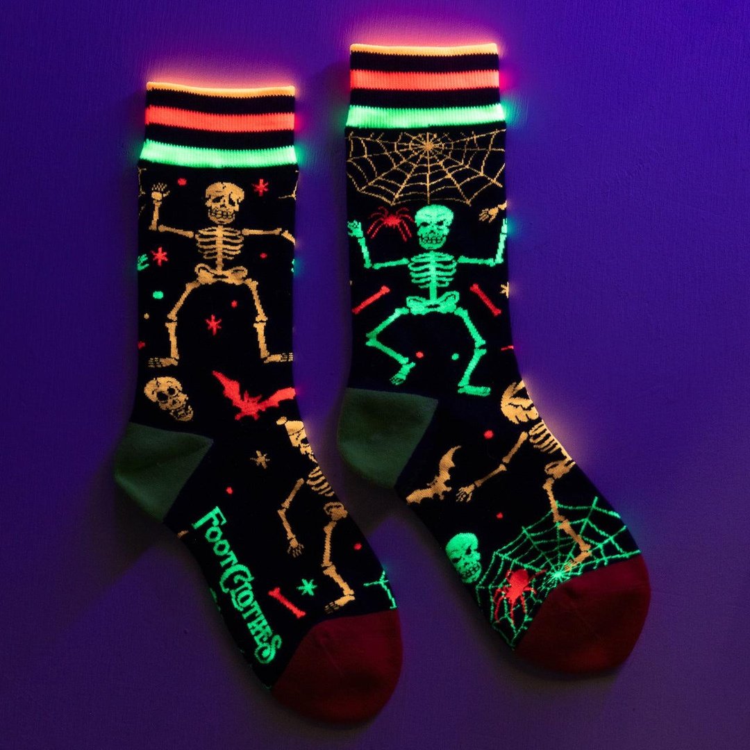 Rave Skeletons Crew Socks - UV Reactive