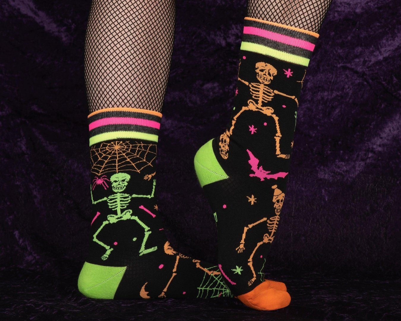 Rave Skeletons Crew Socks - UV Reactive