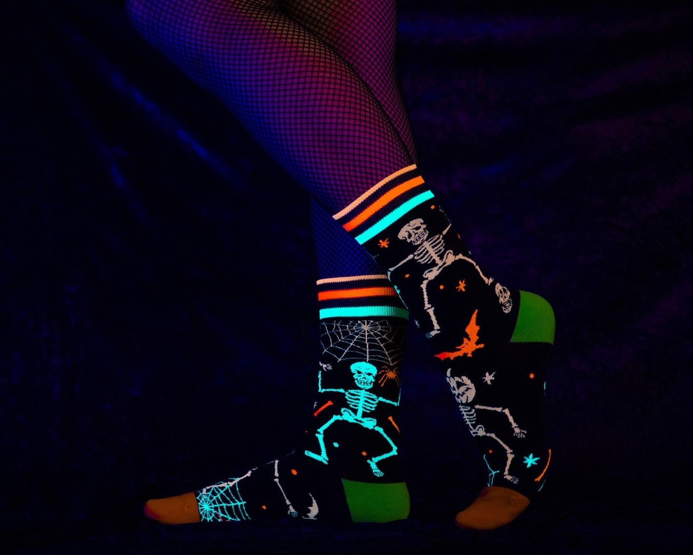 Rave Skeletons Crew Socks - UV Reactive