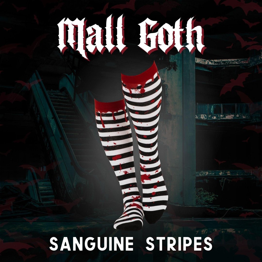 Sanguine Stripes Blood Spatter Knee High Socks