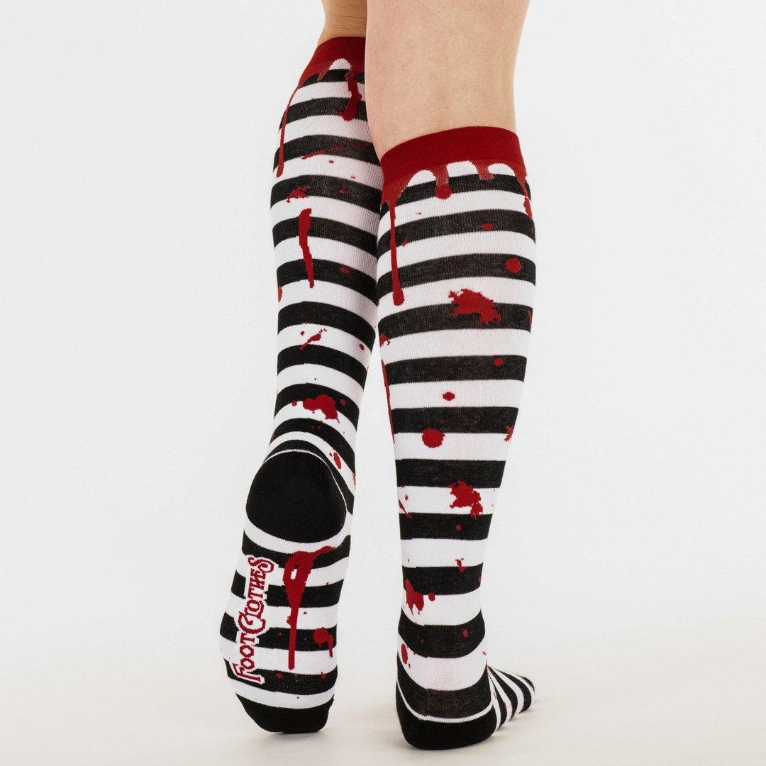 Sanguine Stripes Blood Spatter Knee High Socks