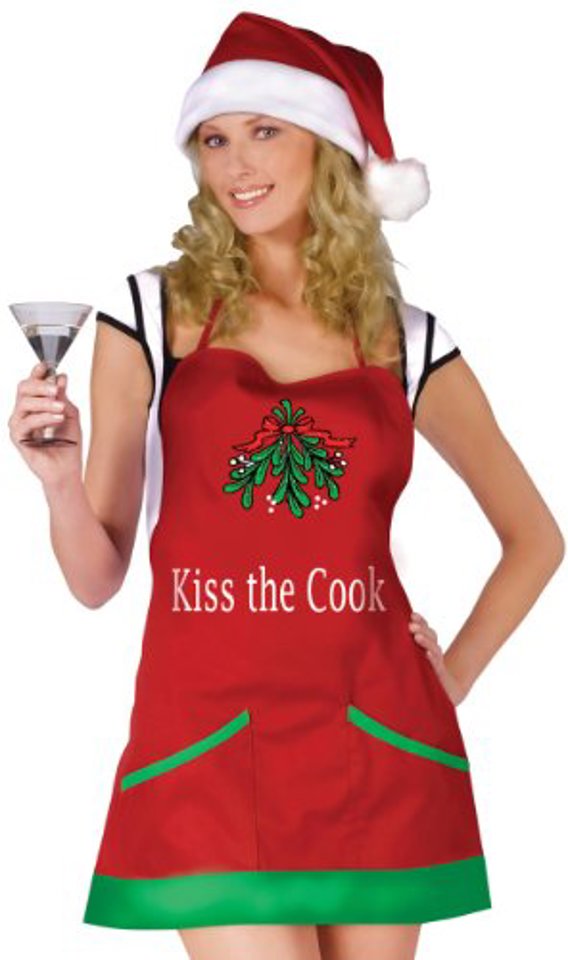 Holiday Apron /Hat - Kiss The Cook