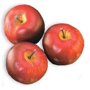 Comida falsa de manzanas verdes rojas