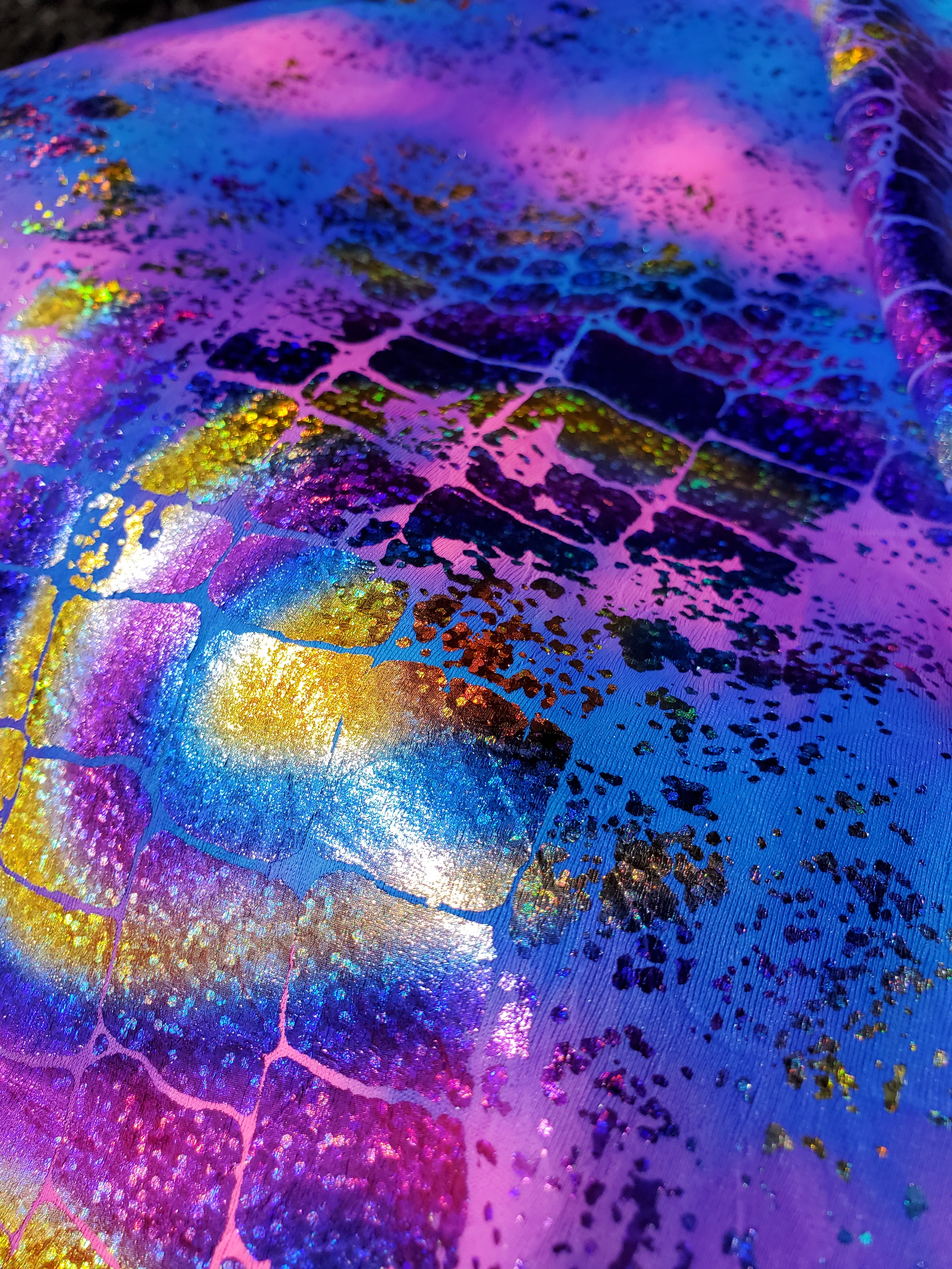 Nylon Spandex Tie Dye Diseño de lámina de holograma multicolor