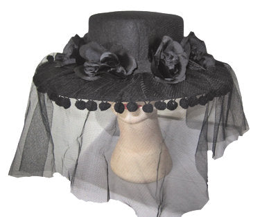 Sombrero de mujer negro con velo