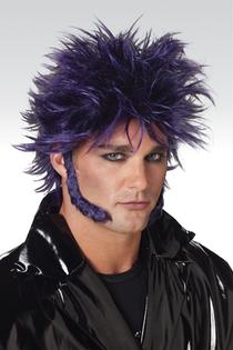 Purple/Black Chops Wig W/Sideburns