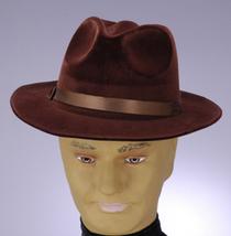 Brown Flocked Gangster Hat