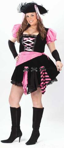 Disfraz de pirata punk rosa talla extra 