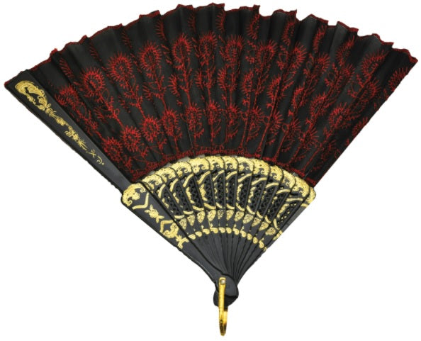 Geisha Fan - Red And Black