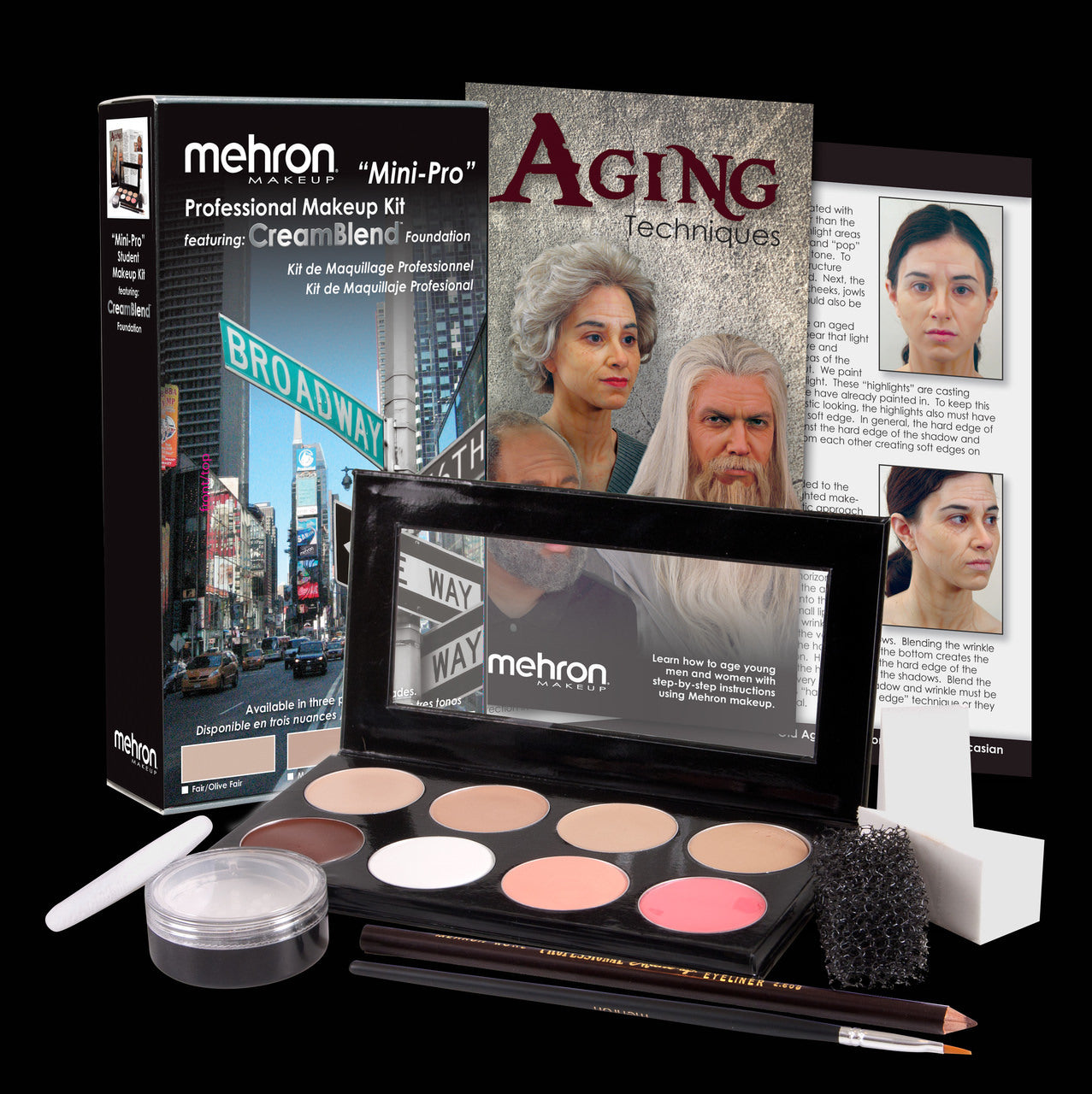 Mehron All-Pro Cake Makeup Kit, Medium