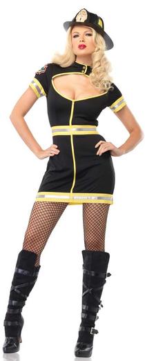 Sexy Flirty Firefighter Costume - Black