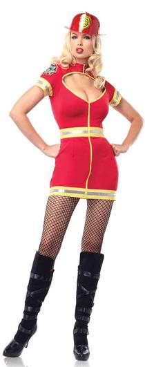 Sexy Flirty Firefighter Costume - Red