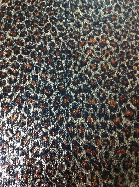 Leopard Sequins (3mm) & Brown Foil : Polyester 2 Way Stretch