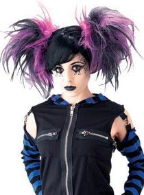 Gothic Cheerleader Wig - Black/Purple