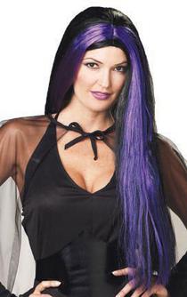 Color Streaks Witch Wig - Purple