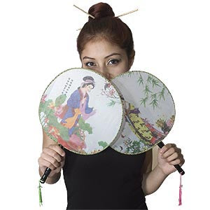 Round Silk Oriental Fan
