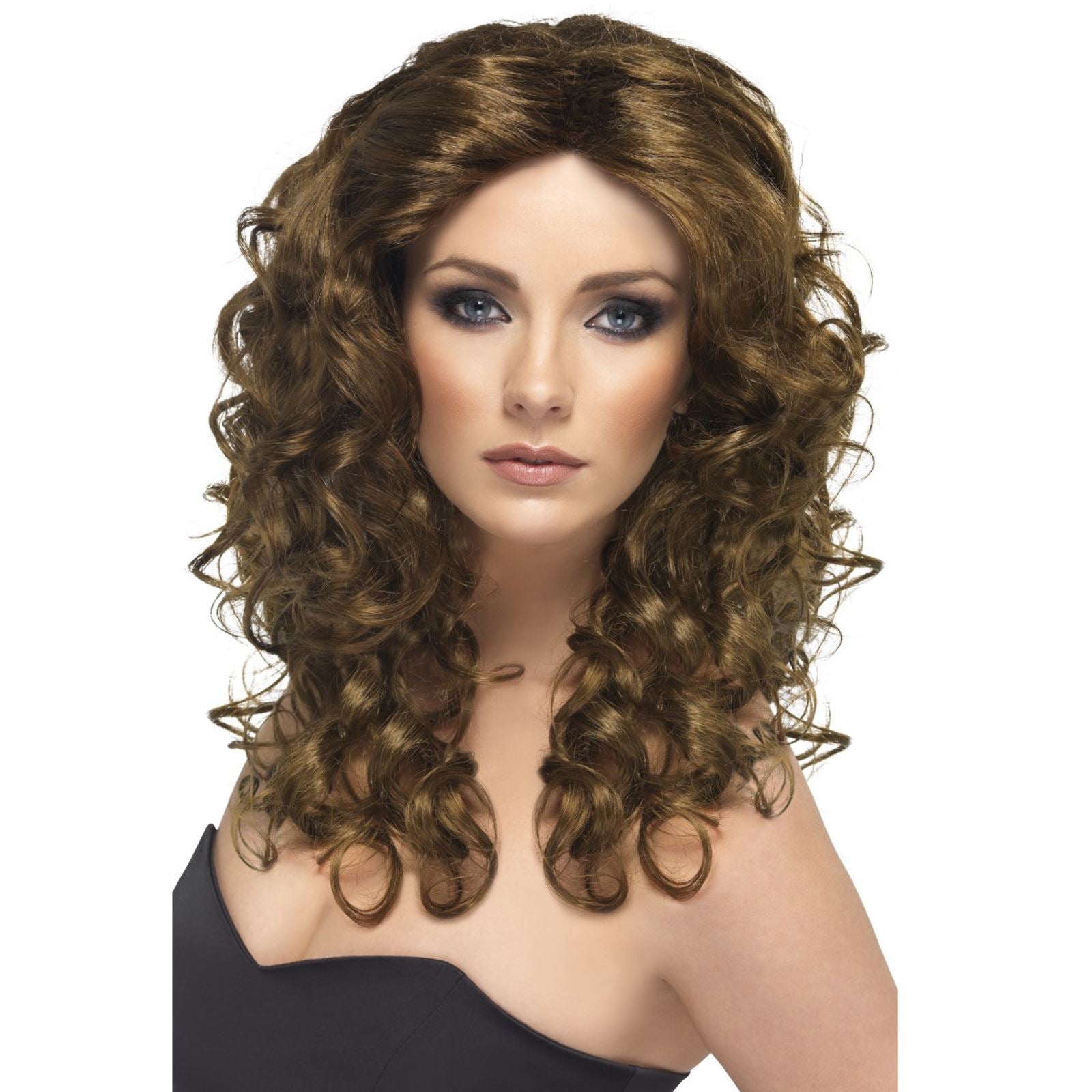 Glamour Wig Brown Long and Curly