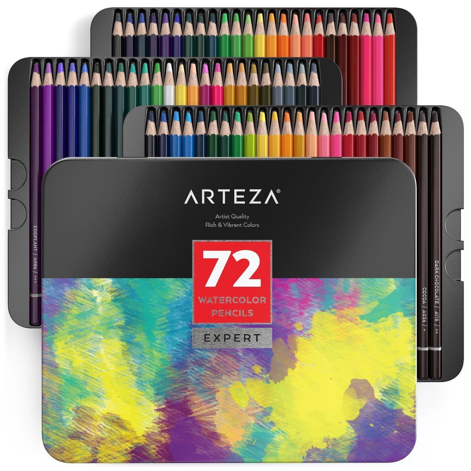 Arteza Professional Watercolor Pencils - Set of 72